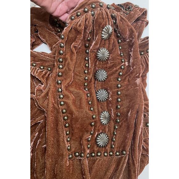 Double D Ranch Velvet Blessing Dress NWT XL Conchos Studs Copper Penny - Picture 9 of 15